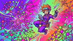 Cartoon AI engineer reviewing motion AI model architectures inside neural network lab