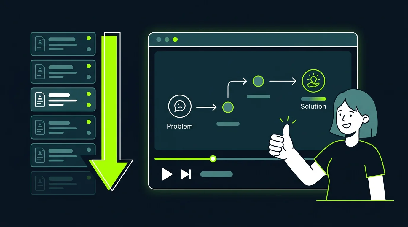 Customer resolving their issue with a help center video without opening a ticket