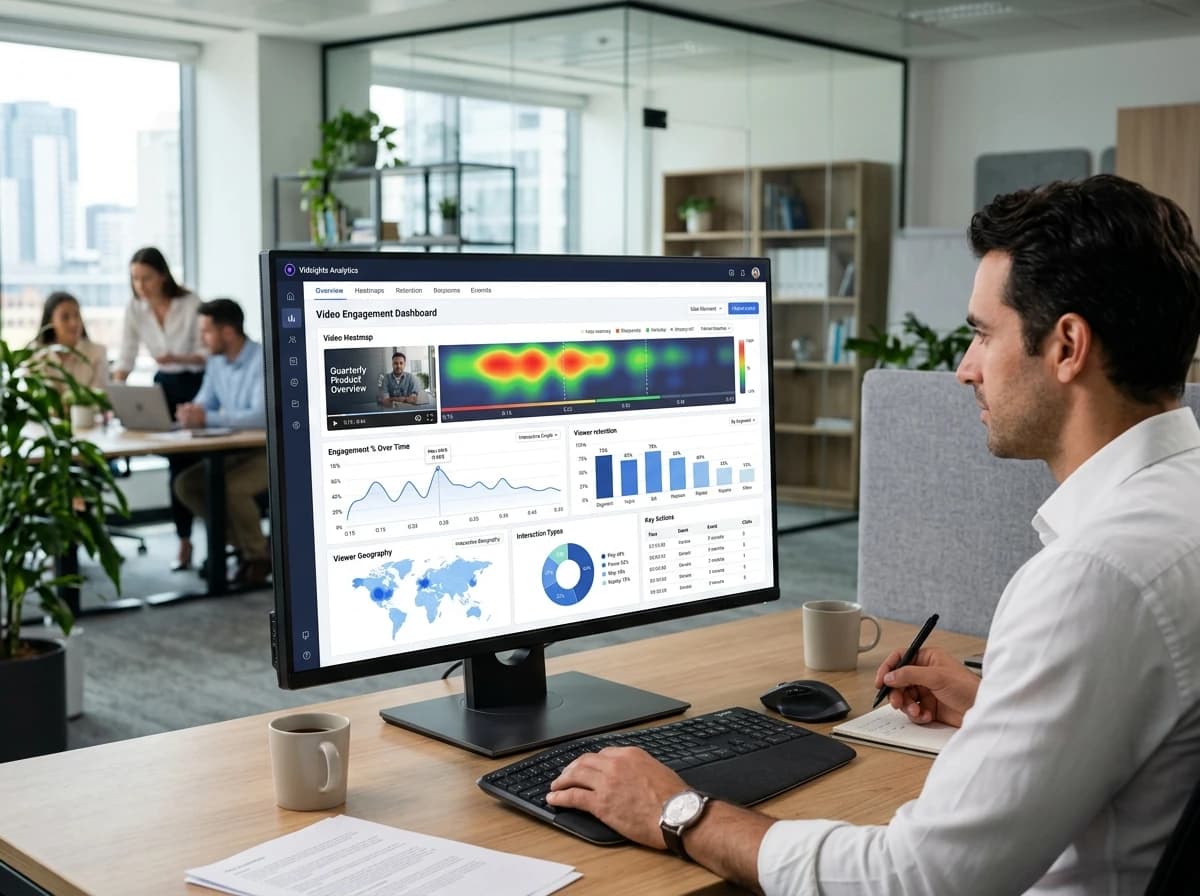 Video engagement analytics dashboard showing viewer interaction data