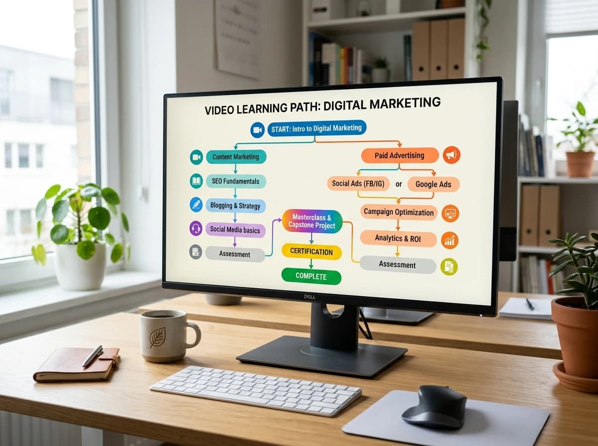 Interactive video branching path diagram showing viewer decision flow